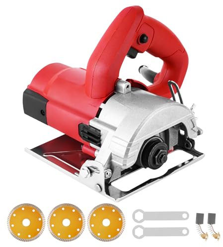 MXBAOHENG 1200W Wet Tile Saw Electric Tile Cutter with 3 Stone Blades Removable Water Pipe and Tap for Ceramic Tiles