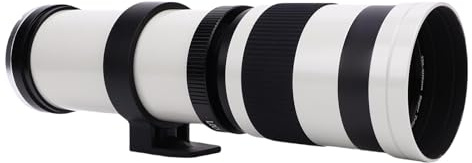 Cuifati 420-800mm F8.3 Telezoomobjektiv, Optical Glass Manual Focus Camera Lens, för EF EF S Mount Cameras, Zoom Lens med Robust Aluminiumlegeringsstruktur (WHITE)
