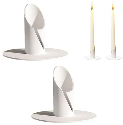 Portavelas, 2 Piezas Portavelas de Comunión con Base, Porta Velas con Base Redonda, Candeleros de Comunión, para Bodas, Bautizos, Cenas, Blanco
