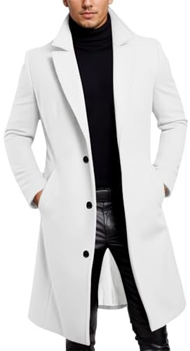 Manteau Homme Hiver Caban Veste Longue Parka Chaud Trench Coat Classe Blazer Chic Et Elegant Grand Froid Trois Quart Court Noir pour Long Blouson 3/4 Très Laine en Fourrure Cardigan De Costume Chaude