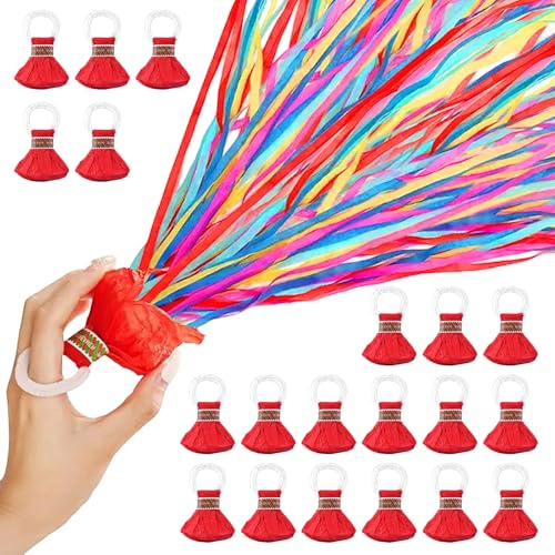 20 Piezas Serpentinas de Mano para Cumpleaños, Serpentina de Lanzamiento a Mano, Serpentina para Lanzar a Mano, Lanza Serpentinas Tira Serpentinaspara Fiestas, Bodas, Ceremonias de Graduación
