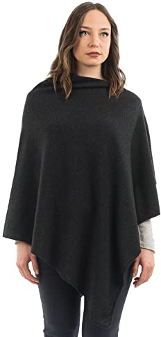 DALLE PIANE CASHMERE Poncho Donna Misto Cashmere Lana - Antracite