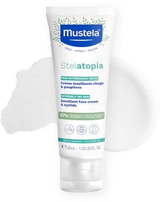 Mustela Stelatopia Emollient Face Cream, for Eczema-Prone Baby Skin, Fragrance-Free, with Natural Avocado Perseose and Ceramides, 1.35 Ounce