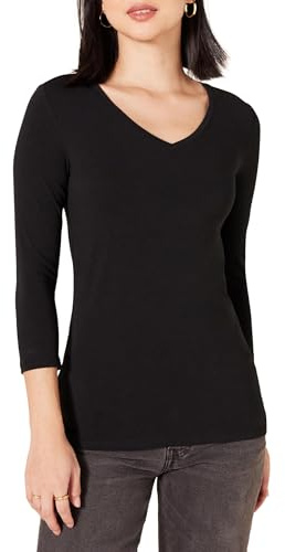 Amazon Essentials Women's Regular-Fit 3/4 Sleeve V-Neck T-Shirt (Available in Plus Size)