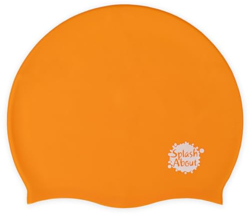 Splash About Junior Silicone Swim Cap for Kids (Orange)