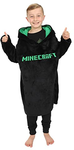 Minecraft Fleece Warm Fleece Oversized Hoodie for Boys Girls 7-13 Years Black