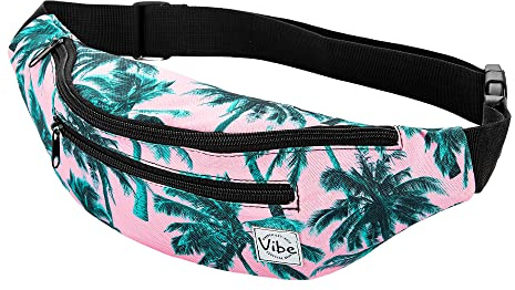 Vibe Bauchtasche Gürteltasche für Damen, Herren & Kinder (Palmen Tropical) - Fanny Pack Tasche, Hüfttasche, Handytasche für Festival, Party, Rave, Sport, Outdoor, Fitness, Fahrrad, Joggen