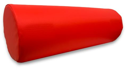 QUIRUMED Cojín Rodillo, 55 x 20 cm, color Rojo, Polipiel, Ergonómico, Relleno de espuma, para Yoga, para Fitness, para Masaje
