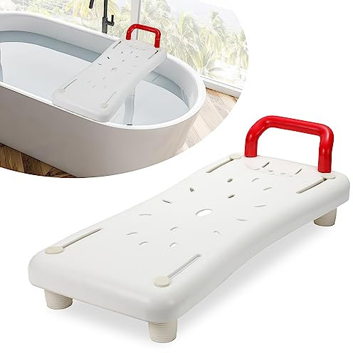 Jopassy Planche de Bain pour Baignoire,Banc de Baignoire Adulte avec Poignée - Siège Baignoire Senior, Largeur réglable de 41 à 62 cm - pour Adulte - Capacité : 150 kg - Blanc