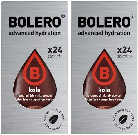 Bolero Drink 48 Bustine KOLA 3 grammi 3 gr Gusti Diversi Assortimento alla Frutta Preparato Polvere Solubile Per Bevanda Fresca in Acqua Prodotto,144 grammi dolcificato stevia,0.14 kilograms