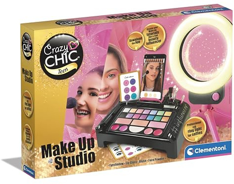 Clementoni - 16653 - Crazy Chic - Beauty Influencer - Make-up für Kinder, Spielzeug-Make-up, Make-up-Set, Make-up Set, Make-up Mädchen, Spielzeug für Kinder 8-12 Jahre