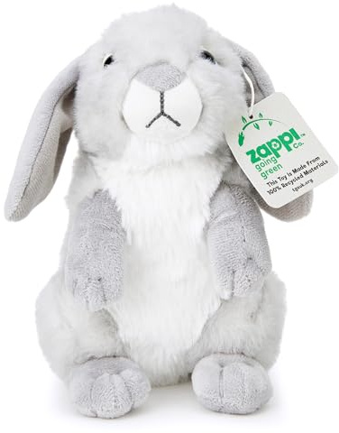 Zappi Co Easter Bunny Plush Toy: Eco-Friendly Grey Rabbit with Floppy Ears, 20cm, Soft & Snuggly, Made from 100% Recycled Materials - Perfect for Easter