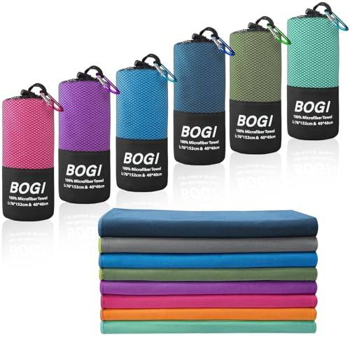 BOGI Microfibre Travel Towel,Quick Dry,Soft Lightweight,Super Absorbent & Ultra Compact Camping Towel for Beach Sports Swimming Gym Yoga Camping Hiking (M:100cmx50cm-AGreen)