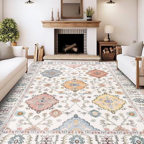 MAST DOO Tappeto da soggiorno lavabile, 80x150 cm, stile boho-vintage, morbido e antiscivolo