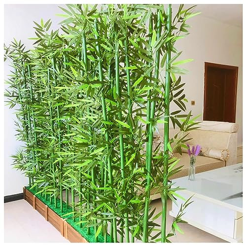 Biombo divisor de habitación de árbol de bambú con base de madera de 1,5 m de alto, plantas verdes artificiales para decoración de sala de estar, separador interior, 150 cm de altura, decoración