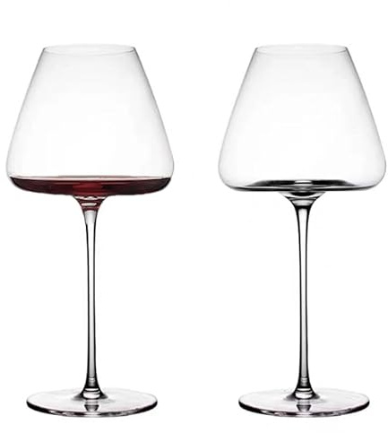 NireHoris Set di 2 bicchieri da vino, 720ml Bicchieri da vino scanalati, vetro trasparente, bicchieri di vetro con stelo lungo per vino rosso e bianco, bicchieri da vino lavabili in lavastoviglie