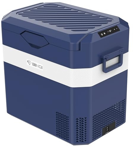 BINGI Kompressor Kühlbox 38 Liter Tragbarer Auto-Kühlschrank 12/24V DC und 230V AC Mini Gefrierschrank für Auto, LKW, Camping, Wohnmobil und Zuhause (15℃ bis -18℃)