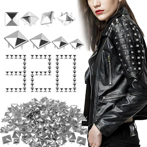 Zdhsufnvw 320 Stück Quadratische Metall Nieten,Dekorative Ziernieten Studs für Leder,für Schuhe Taschen Kleidung，Punkgürtel Accessoires und Bastelzubehör zum Nieten Set