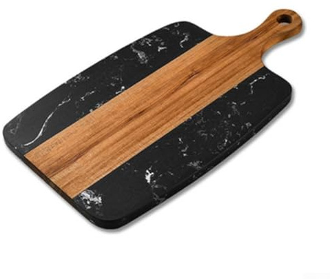 Plateau à fromage en marbre et bois - Design pratique 2 en 1 pour recevoir des invités (B)