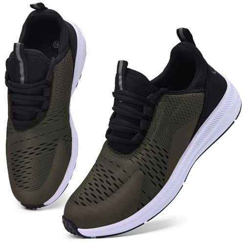 Mnking Scarpe da Ginnastica Uomo Donna Scarpe Corsa Sportive Running Fitness Trail Mesh Leggera Respirabile Gym Sneaker Basse Verde Militare EU39