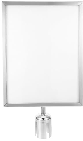 minkissy Retractable Belt Sign Holder for Stanchion Pole Airport Queue Line Sign Holder with A3 Silver Portrait Frame for Crowd Control and Public Area Management