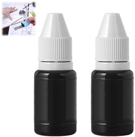 2PCS Black Stamp Refill,Stamp Ink Refill,Ink for Stam-ps,5ml Fast Drying St-Amp in-k,Waterproof & Easy to Use,for Office Sta-mp,Self in-King Sta-mp,Date Stam-p,Scrap Booking,Clothes Name(Black)