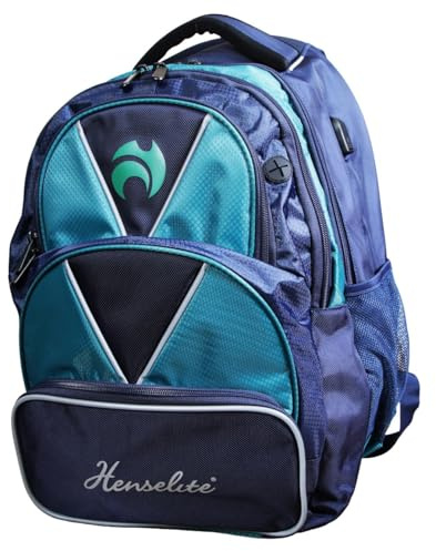 Henselite Lawn Bowls Backpack, Polyester, Holds Four Bowls, 5 Zipped Compartments, Built-in USB Charging Port, 40x37x40cm