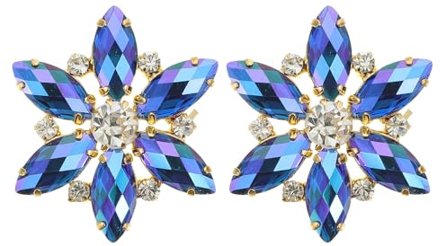 HORIALENCE Shoe Clips Cristallo Fiore Blu, Riutilizzabili e Decorativi, Clip Scarpe Gioiello Eleganti e Fatti a Mano per Accessori per Scarpe da Matrimonio