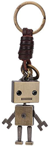 Hztyyier Llavero Colgante de Robot Vintage, Cuero Trenzado, Estilo Retro Punk, Decoración para Llaves de Coche, Regalo Festivo