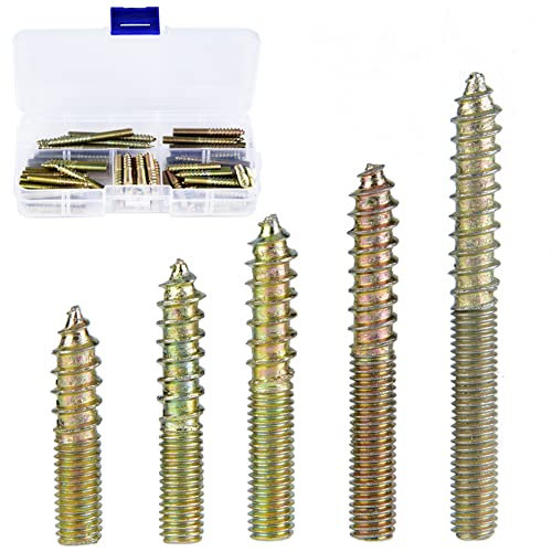 M5 Doppelendschraube, 80 Stück M5 * 25/30/35/40/50 Passschrauben, Holzgewinde & Maschinengewinde Selbstschneidende Schrauben, Für Holzverbindungen, Möbelverbinder