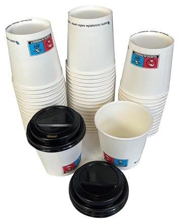 Nicoletti OFFERTA 100 PZ BICCHIERE DI CARTA 4 oz TAZZINA CAFFE' + 100 PZ COPERCHI IN CARTONCINO PER ASPORTO TAZZINE ESPRESSO