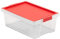 TATAY Storage Box with Lid, 7L Capacity, with Handles, Recycled PP Lid, Transparent, BPA Free, Red. Measures 25 x 36 x 13 cm