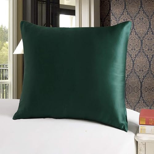 townssilk Beidseitig 100% 19mm Pure Maulbeerseide Kissenbezug für Haar und Haut Gesundheit, 1 Stück 80x80cm Größe Kissenbezug mit verstecktem Reißverschluss 600 Fadenzahl Emerald