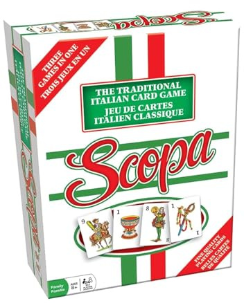 Scopa Traditional Italian Card Game - Bilingual Edition - 3 Games in 1, Develops Critical Thinking Skills - For Ages 8+, Red and Green