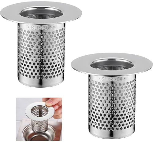 Mocrop Set di 2 filtri di scarico 5 cm Sink Strainer 304, in acciaio inox 304, scolapasta per lavandino, scarico per cucina, bagno, balcone