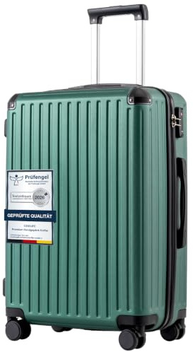 COOLIFE Valise Rigide Moyenne 65 cm en PC+ABS, Légère et Robuste | Serrure TSA, Fermeture Éclair YKK, 4 Roues Doubles et Coins Renforcés, pour Vacances et Séjours de 4 à 7 Jours, Vert Foncé