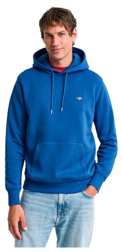 Gant Herren Hoodie - Regular Shield Hoodie, Kapuzen-Sweatshirt, Baumwoll-Mix Blau (Rich Blue) 3XL