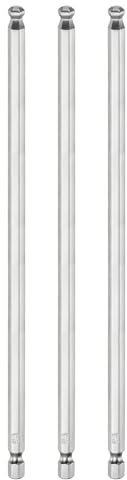 QUARKZMAN 3 st kulhuvud insexnyckel skruvmejselbit set 6 mm (H6.0) storlek 1/4 tum sexkantsskaft, 200 mm (8 tum) långa magnetiska kulhuvud-bits S2 stål, metrisk skruvmejselbit
