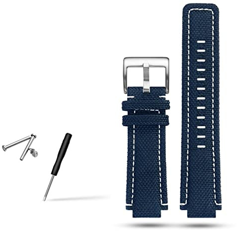 Clouismus Canvas-Armband Herren passend für Timex Tide Compass T2N720 T2N721 T2N739 Nylon-Uhrenarmband 24 x 16 mm(H)