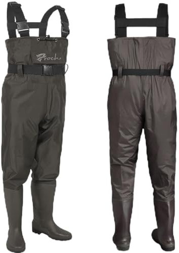 Croch Wathose für Herren Damen Wasserdicht Brown mit Gummistiefeln – Ideal für Angeln und Outdoor-Aktivitäten (39)