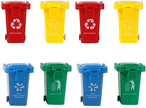 KOMBIUDA 8 Pièces Mini Poubelle Corbeille poubelles Jouets d'extérieur Jouets pour Tout-Petits ordures Miniature de Gestion des déchets Enfant Plastique