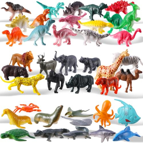 Kaisibum 40 Stück Tiere Figuren Wald Ocean Dino Figuren Ocean Wildtiere Dinosaurier Spielzeug Tierfiguren Zoo Dschungel Wild Meerestiere Spielzeug ab 5-8 Jahre Jungen Kinder