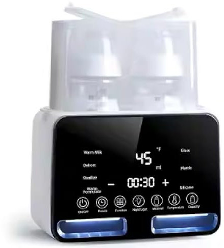 AKAMBO® Super Flaschenwärmer Premium 9-in-1 + Reinigungsset | Flaschenwärmer | Fläschchen-Sterilisator | Fläschchenvorbereiter | Präzise Temperaturkontrolle für Muttermilch