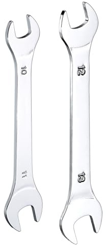 HARFINGTON 2pcs Double Open End Thin Wrench Set 10×11/12×13mm Metric Super Thin Small Flat Head Wrench Mirror Polished Open Ended Spanner for Automotive Repair Furniture Assembly