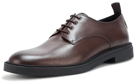 BOSS, Calev Derby Leather Dress Shoe, Cappuccino Brown, 8