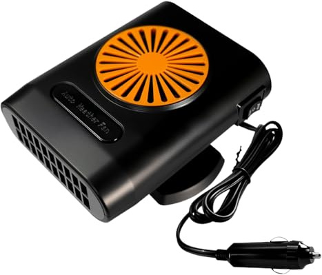 Tktouci Riscaldatore Auto Elettrico | Ventilatore Elettrico 12V/24V per Sbrinamento Vetri | Ventilatore Termico Antiappannamento 360° Orientabile per Viaggi Pendolari Guida Sicura