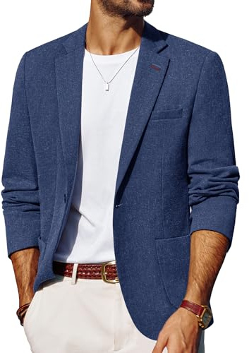 PJ PAUL JONES Mens Blazer Smart Casual One Button Suit Jackets Regular Fit Casual Sports Coats Indigo XXL