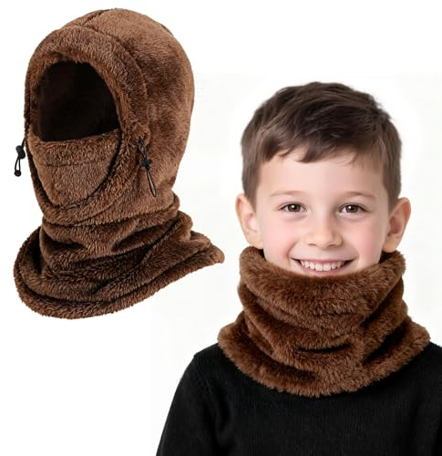 AYPOW Passamontagna Invernale in Pile Termico Bambini 4-9 Anni, Maschera da Sci Multifunzionale Antivento Regolabile, Berretti Cappello in Pile Caldo Cappuccio Scaldacollo Sciarpa per Ragazzi Ragazze