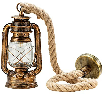 Genérico Lámpara Colte Led, Diseño Estilo Náutico, Compatible con Bombilla E26, Iluminación para Salón Y Dormitorio, Instalación En Altura Regulable (Brass)