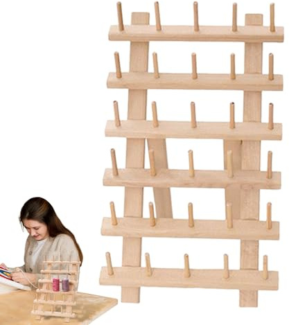 Porte-fil à broder – Support de fil en bois pour 30 bobines de fil à broder et à coudre | Idéal pour les femmes et les amateurs d'artisanat pour garder les bobines propres et accessibles